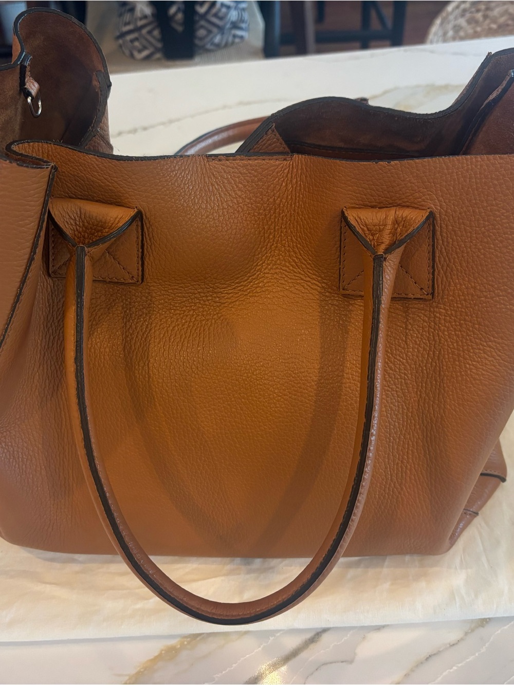 Everyday Pebbled Tote in Cognac - Picture 2 of 5